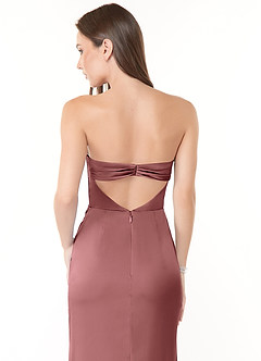 Azazie Leonis Bridesmaid Dresses Amethyst Mermaid Pleated Stretch Satin Convertible Dress image2