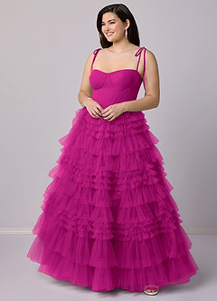 Barbie ♥ Azazie Bridesmaid Dresses Fuchsia A-Line Sweetheart Neckline Tulle Dress image8
