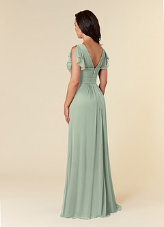 Azazie Reneya Abiti per la Madre della Sposa Abito A-Line in Maglia Plissettato Verde Salvia image3