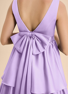 Azazie Meadowyn Junior Lilac A-Line Bow Stretch Satin Dress image7