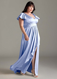 Azazie Omari Bridesmaid Dresses Ice A-Line Stretch Satin Dress image11