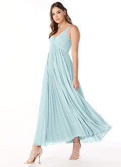 Azazie Raychelle Bridesmaid Dresses Sea Glass A-Line V-Neck Chiffon Dress image4