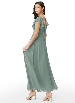 Azazie Bondi Bridesmaid Dresses Silver Sage A-Line Ruched Chiffon Dress image4