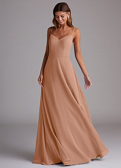 Azazie Marley Bridesmaid Dresses Champagne Rose A-Line Off the Shoulder Chiffon Convertible Dress image5