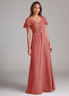 Azazie Soren Bridesmaid Dresses Antique Rose A-Line Ruched Chiffon Dress image1