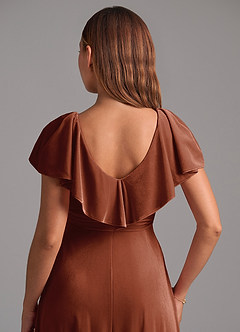 Azazie Lainey Bridesmaid Dresses Terracotta A-Line Ruched Velvet Dress image6