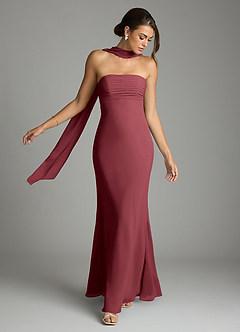 Azazie Saylor Bridesmaid Dresses Merlot Mermaid Strapless Chiffon Dress image7