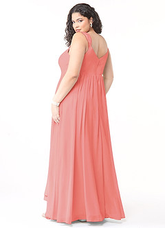 Azazie Cleobella Bridesmaid Dresses Coral A-Line Sweetheart Lace Chiffon Dress image11