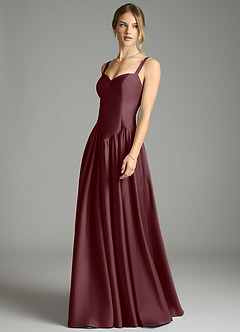 Azazie Evadina Vestidos de damas de honor Vestido de Sangrado de Satén Elástico de Corte en A con Corsé image3