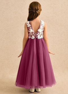 Azazie Mixie vestidos de niña de las flores Vestido de Mora de Encaje de Corte Princesa image4