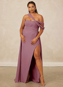 Christian Siriano Bridal for Azazie 1014 Bridesmaid Dresses Vintage Mauve A-Line Off the Shoulder Chiffon Dress image12
