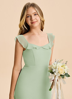 Azazie Cindy Junior Dusty Sage A-Line Ruched Chiffon Dress image6