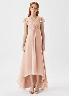 Azazie Breanne Junior Vestido de Rosa Inglesa de Gasa de Corte En A image6