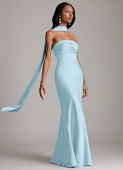 Azazie Saylor Brudtärnklänningar Klä av Sjöjungfru i Stretch Satin Axelbandslös Himmelsblå image10