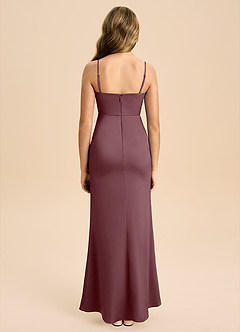 Azazie Buzzy Junior Robe Fourreau en Satin extensible Plissée Sangria image2