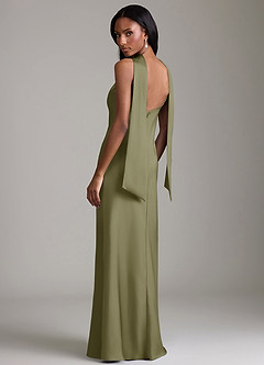 Azazie Cassiana Bridesmaid Dresses Pistachio Mermaid Pleated Stretch Satin Dress image2