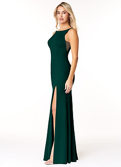 Azazie Rogue Brautjungfernkleider Meerjungfrau-Linie Schaufel Seitenschlitz Stretch-Krepp Kleid Kiefer image3