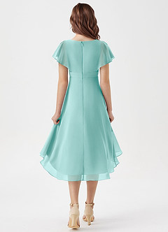 Azazie Graciela Junior Aqua A-Line Pleated Chiffon Dress image2
