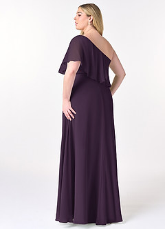 Azazie Lizzy Bridesmaid Dresses Plum A-Line One Shoulder Chiffon Dress image11