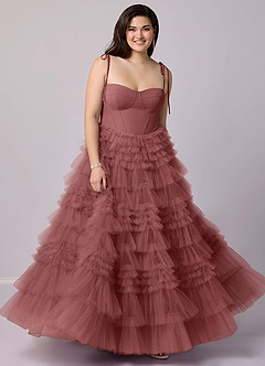 Barbie ♥ Azazie Robes de demoiselle d'honneur Robe Trapèze en Tulle Encolure en Forme de Cœur Améthyste image6