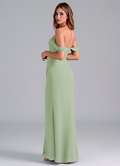 Azazie Asha Bridesmaid Dresses Dusty Sage Sheath Off the Shoulder Chiffon Convertible Dress image2