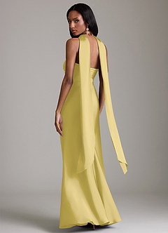 Azazie Saylor Vestidos de damas de honor Vestido de Canario de Satén Elástico de Corte Sirena con Sin tirantes image8