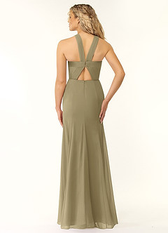 Azazie Rue Bridesmaid Dresses Moss Green A-Line Halter Chiffon Dress image2