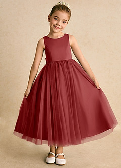 Azazie Solia Robe Demoiselle D'honneur Fillette Robe Princesse en Tulle Arc Rouille image5