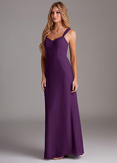 Azazie Denice Bridesmaid Dresses Grape Sheath Pleated Chiffon Dress image4