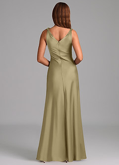 Azazie Nerine Brautjungfernkleider A-Linie Plissee Stretch-Satin Kleid Moosgrün image5