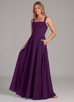 Azazie Shaude Bridesmaid Dresses Grape A-Line Pleated Chiffon Dress image4