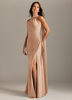Azazie Kinsley Bridesmaid Dresses English Rose Mermaid Side Slit Stretch Satin Dress image3