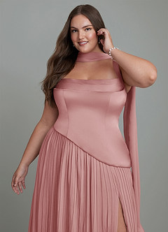 Azazie Stephanie Bridesmaid Dresses Dusty Rose A-Line Pleated Stretch Satin Dress image13