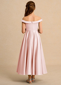 Azazie Teeny Girls Formal Vente Finale Robe Trapèze en Mat Satiné Plissée Rose Pâle image2