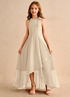 Azazie Boop Girls Formal Abiti da Ragazza di Fiori Abito A-Line in Chiffon Fiocco Champagne image5