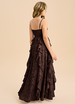 Azazie Peyton Junior Ganache A-Line Pleated Floral Burnout Dress image2