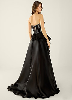 Keira Black Organza Wrap Beaing Corset A-line Prom Dress image4