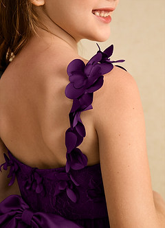 Azazie Tweety Flower Girl Dresses Grape A-Line Lace Tulle Dress image7