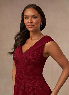 Azazie Calathea Mother of the Bride Dresses Burgundy A-Line Lace Dress image5