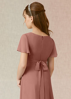 Azazie Induh Junior Cedar Rose A-Line Ruched Chiffon Dress image5