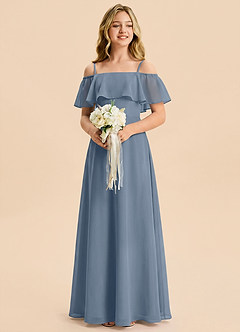 Azazie Maggie Junior Twilight A-Line Off the Shoulder Chiffon Dress image4