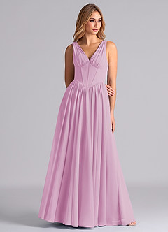 Azazie Delmie Final Sale Candy Pink A-Line Corset Chiffon Dress image5