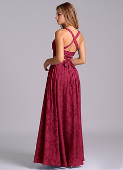 Azazie Francis Jurken voor bruidsmeisjes Jurk van Bloemen Burn-out met A-Lijn Korset Bourgondië image2