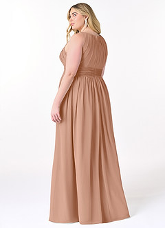 Azazie Harper Bridesmaid Dresses Champagne Rose A-Line Pleated Chiffon Dress image7