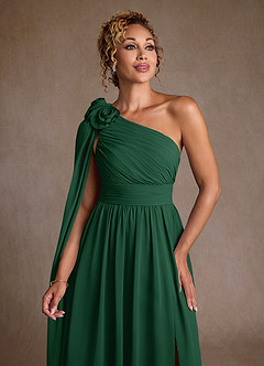 Azazie Lancaster Mother of the Bride Dresses Dark Green A-Line One Shoulder Chiffon Dress image6