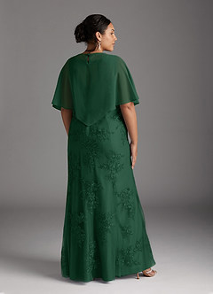 Azazie Whilhelmina Kleider für die Brautmutter Meerjungfrau-Linie Spitze Chiffon Kleid Dunkelgrün image13