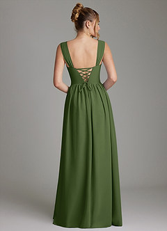 Azazie Caterina 신부 들러리 드레스 A라인 코르셋 쉬폰 바닥 길이 드레스 image6