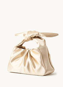 front Satin Knotted Handle Handbag