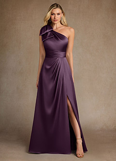 Azazie Easton Moeder van de bruid jurken A-Lijn Jurk van Stretch Satijn One-Shoulder Pruim image1