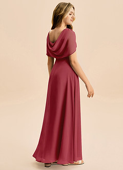 Azazie Emma Junior Robe Trapèze en Mousseline de soie Plissée Grenade image6